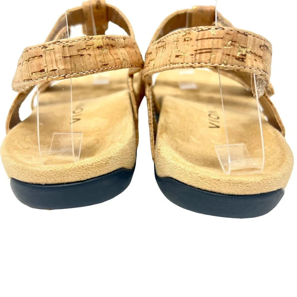 Vionic women's Amber gold cork adjustable strap sandals size 6